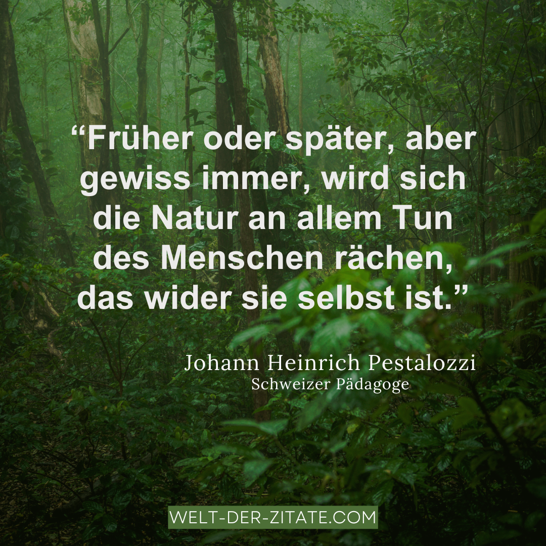 Johann Heinrich Pestalozzi Zitat Natur: Früher oder später, aber
