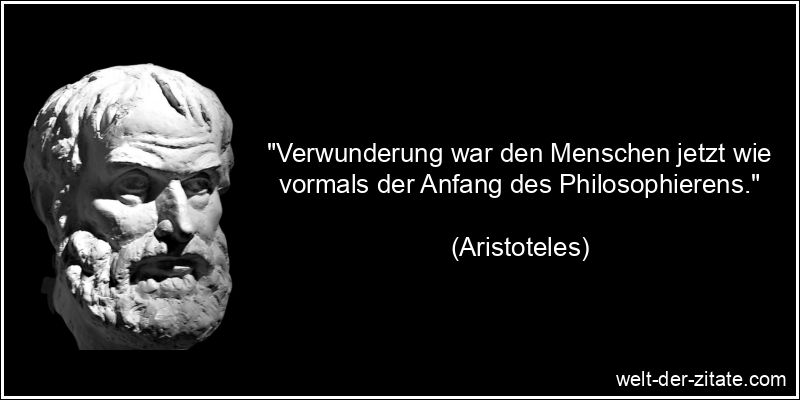 Aristoteles Zitat Verwunderung: Verwunderung war den Menschen jetzt