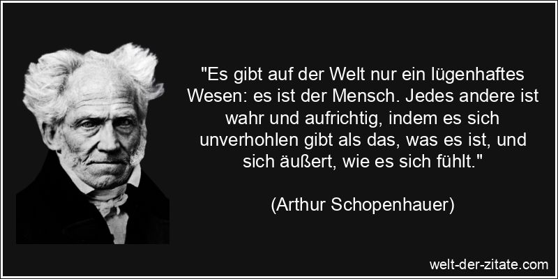 Arthur Schopenhauer Zitat Aufrichtigkeit: Es gibt auf der Welt nur