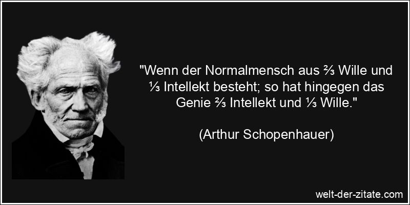 Arthur Schopenhauer Zitat Genie: Wenn der Normalmensch aus ⅔ Wille