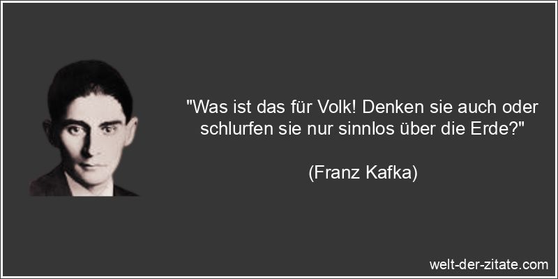 Franz Kafka Zitat Denken: Was ist das für Volk! Denken sie auch oder
