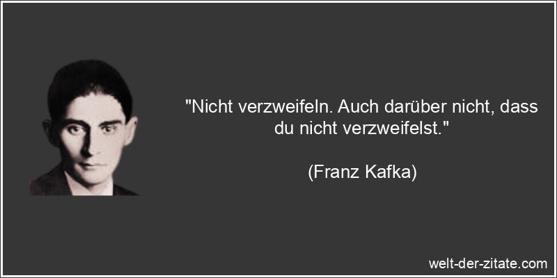 Franz Kafka Zitat Verzweiflung: Nicht verzweifeln. Auch darüber