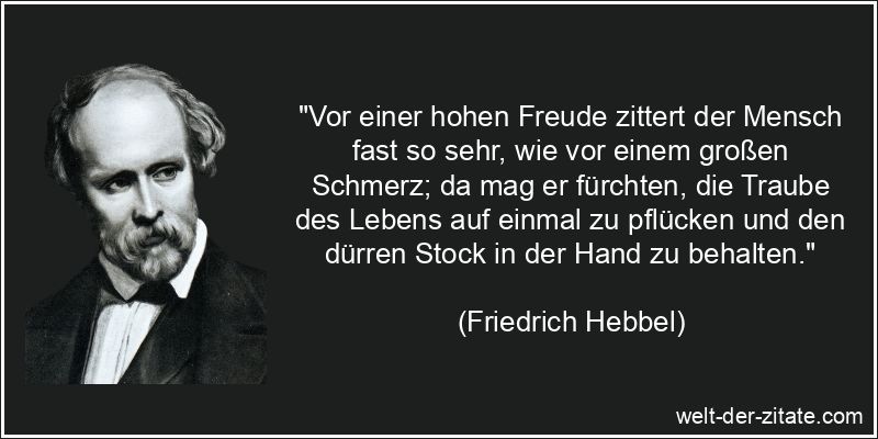 Friedrich Hebbel Zitat Freude: Vor einer hohen Freude zittert der