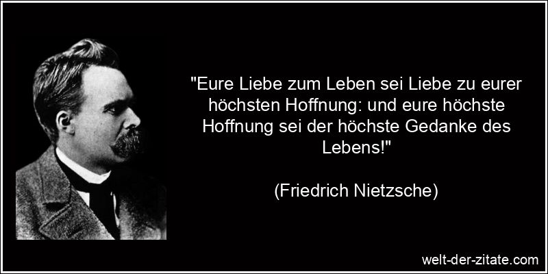 Friedrich Nietzsche Zitat Hoffnung: Eure Liebe zum Leben sei Liebe zu
