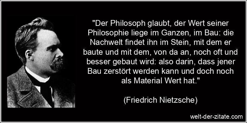 Friedrich Nietzsche Zitat Philosophie: Der Philosoph glaubt, der Wert