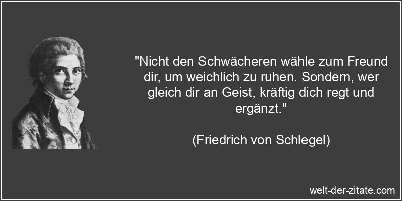 Friedrich von Schlegel Zitat Freunde: Nicht den Schwächeren wähle