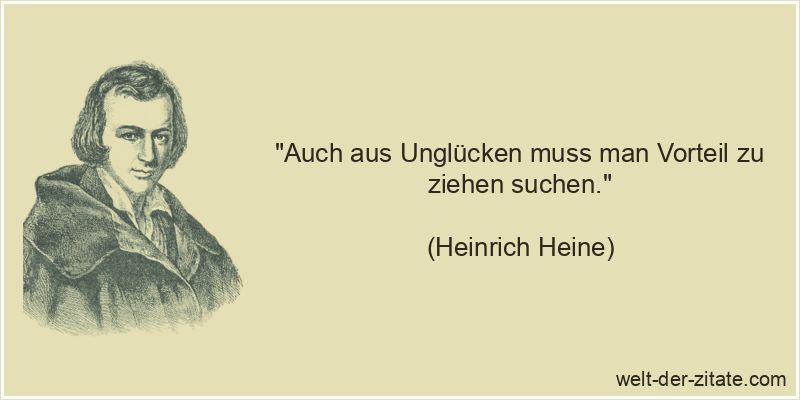 Heinrich Heine Zitat Unglück: Auch aus Unglücken muss man Vorteil