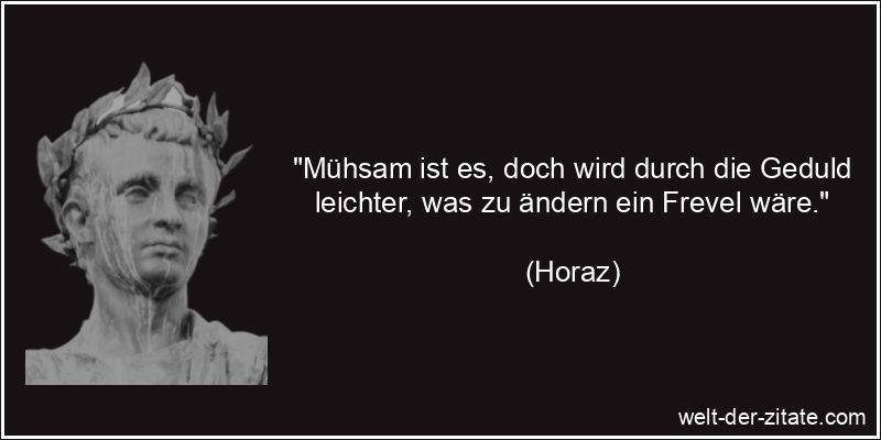 Horaz Zitat Geduld: Mühsam ist es, doch wird durch die Geduld