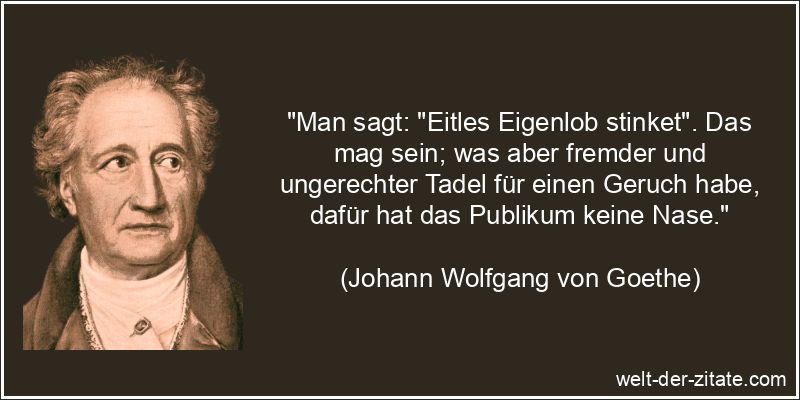 Johann Wolfgang von Goethe Zitat Eigenlob: Man sagt: Eitles Eigenlob