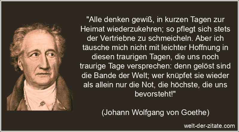 Johann Wolfgang von Goethe Zitat Heimat: Alle denken gewiß, in