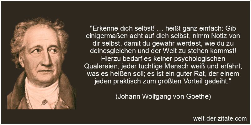 Johann Wolfgang von Goethe Zitat Selbsterkenntnis: Erkenne dich