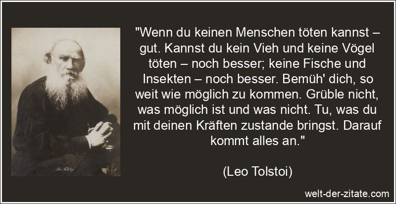 Leo Tolstoi Zitat Barmherzigkeit: Wenn du keinen Menschen töten
