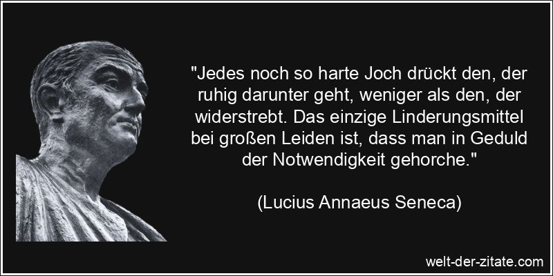 Lucius Annaeus Seneca Zitat Geduld: Jedes noch so harte Joch drückt