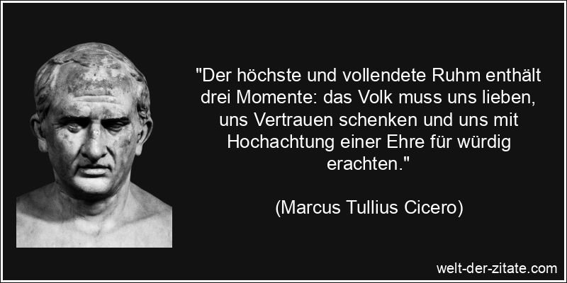 Marcus Tullius Cicero Zitat Ruhm: Der höchste und vollendete Ruhm