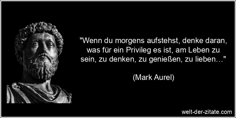 Mark Aurel Zitat das Leben, Motivation: Wenn du morgens aufstehst,