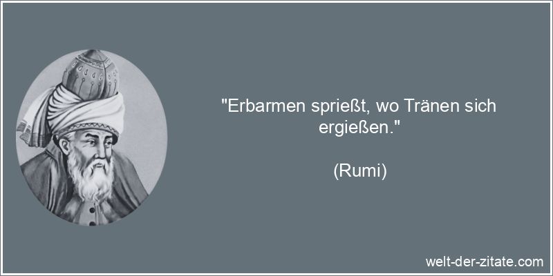 Rumi Zitat Barmherzigkeit: Erbarmen sprießt, wo Tränen sich