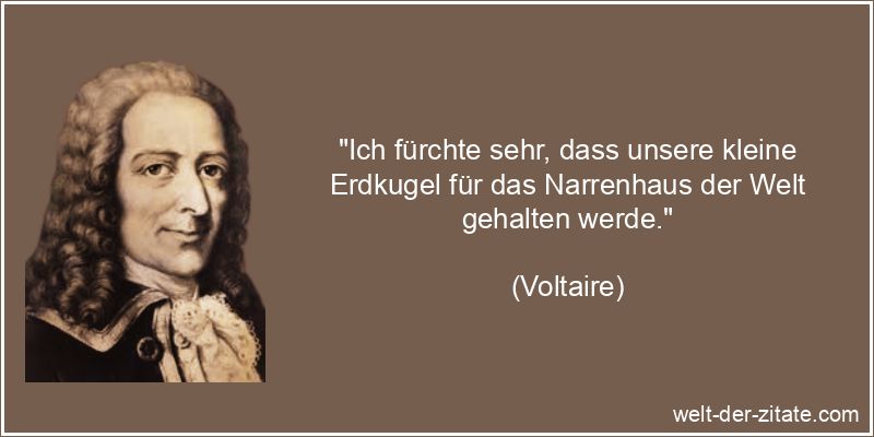 Voltaire Zitat Erde: Ich fürchte sehr, dass unsere kleine Erdkugel