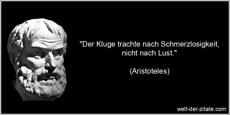 Aristoteles Zitat Klugheit: Der Kluge trachte nach Schmerzlosigkeit,