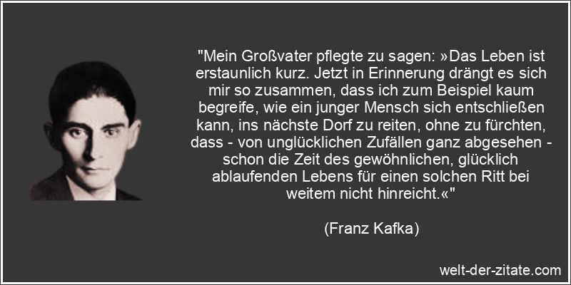 Franz Kafka Zitat Reisen: Mein Großvater pflegte zu sagen: »Das