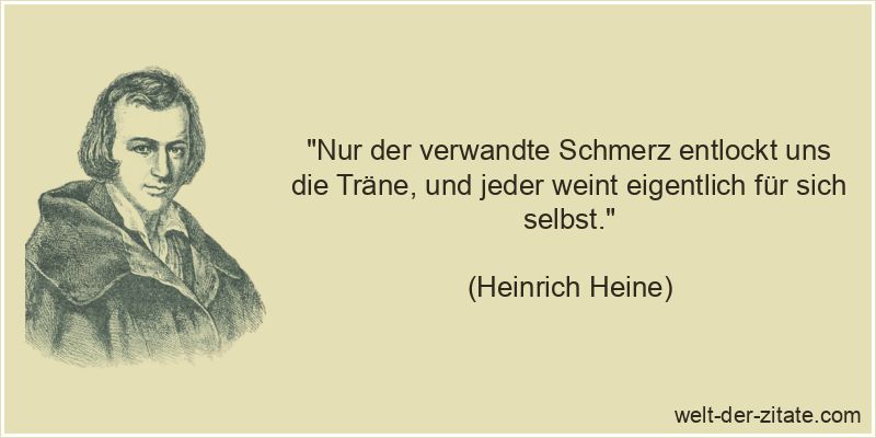 Heinrich Heine Zitat Schmerz, Traurigkeit: Nur der verwandte Schmerz