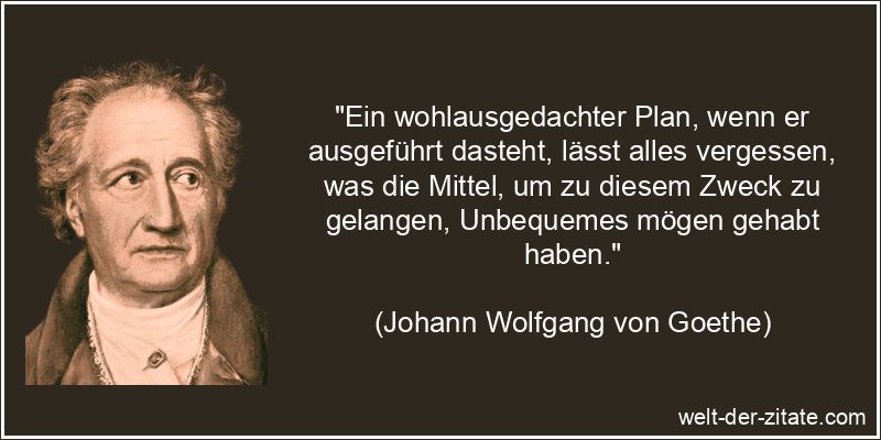 Johann Wolfgang von Goethe Zitat Planung: Ein wohlausgedachter Plan,