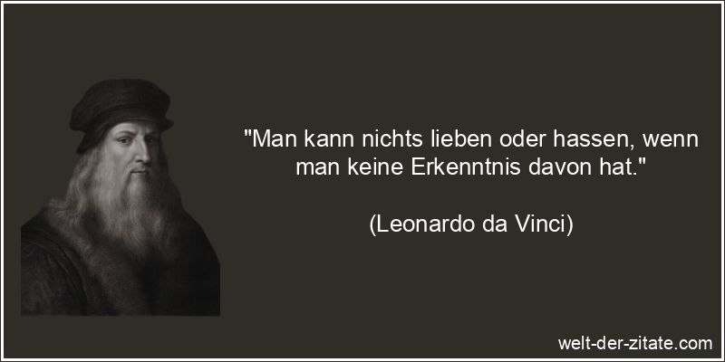 Leonardo da Vinci Zitat Erkenntnis: Man kann nichts lieben oder