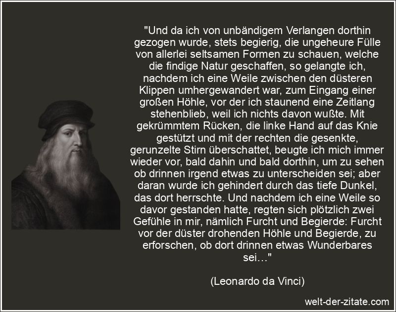 Leonardo da Vinci Zitat Natur: Und da ich von unbändigem Verlangen