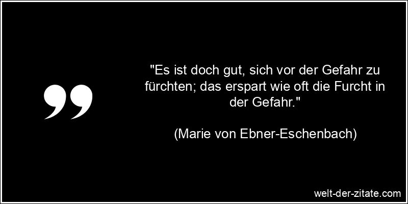 Marie von Ebner-Eschenbach Zitat Angst, Panik & Furcht: Es ist