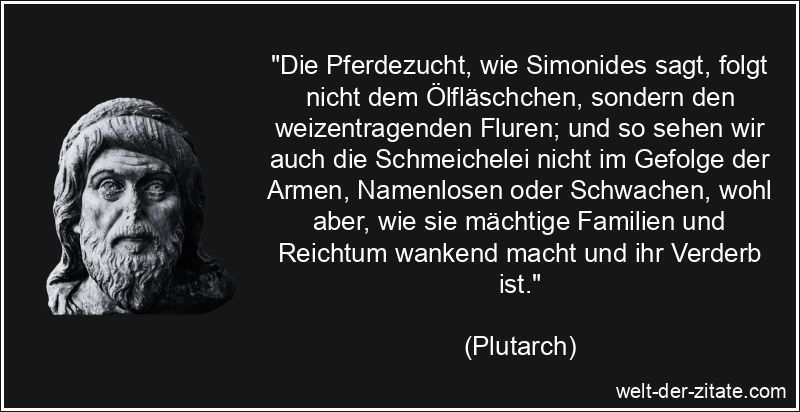 Plutarch Zitat Schmeichler: Die Pferdezucht, wie Simonides sagt,