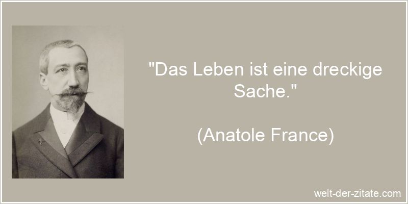 „Das Leben ist eine dreckige Sache.“ Anatole France Zitat das Leben: Das Leben ist eine dreckige Sache.