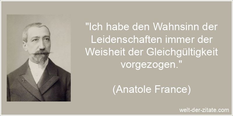 Anatole France Zitat Leidenschaft: Ich habe den Wahnsinn der