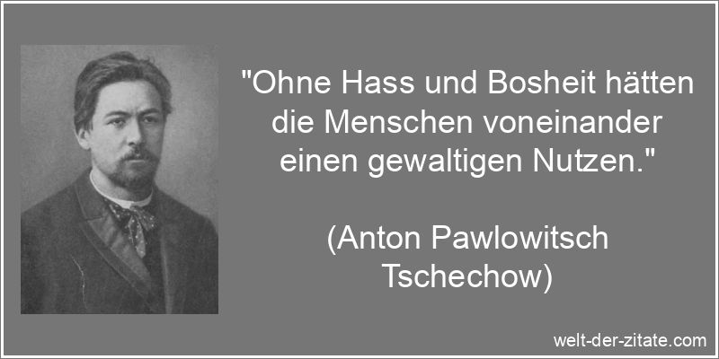 Anton Pawlowitsch Tschechow Zitat Bosheit, Hass: Ohne Hass und