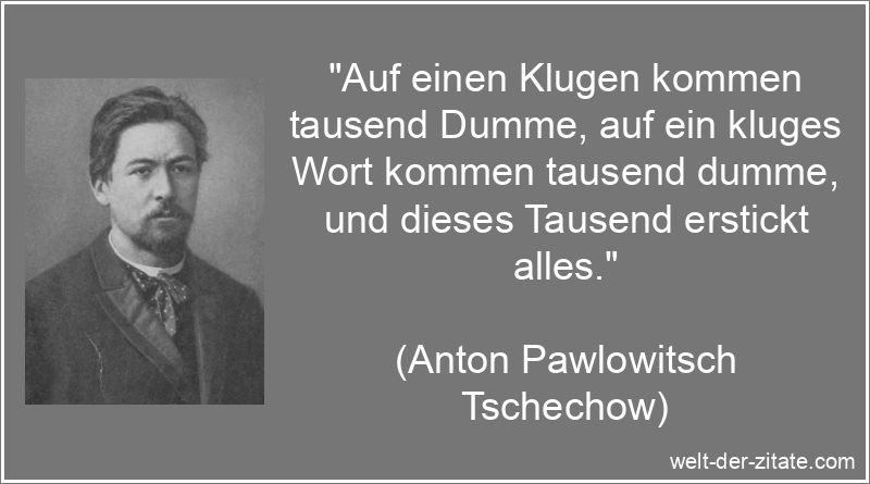 Anton Pawlowitsch Tschechow Zitat Dummheit: Auf einen Klugen kommen