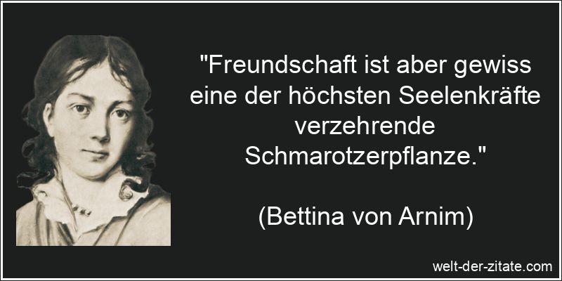 „Freundschaft ist aber gewiss eine der höchsten Seelenkräfte verzehrende Schmarotzerpflanze.“ Bettina von Arnim Zitat Freundschaft: Freundschaft ist aber gewiss