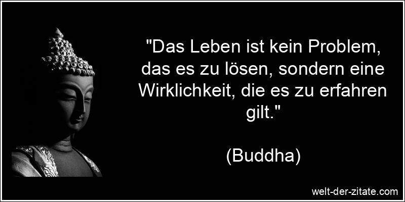 Buddha Zitat das Leben: Das Leben ist kein Problem, das es zu lösen,