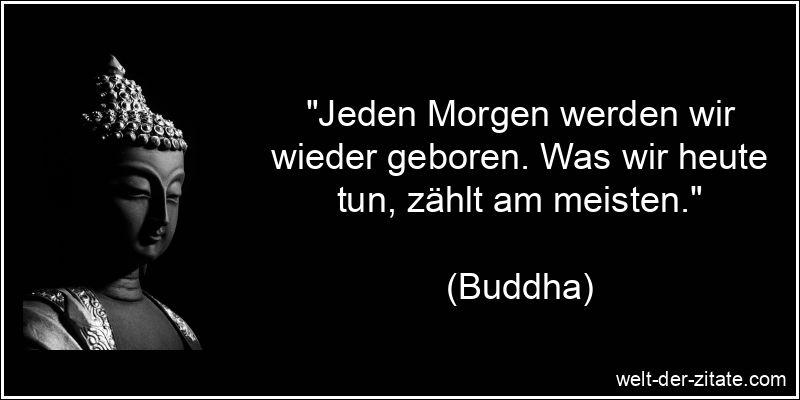 Buddha Zitat Hoffnung: Jeden Morgen werden wir wieder geboren. Was