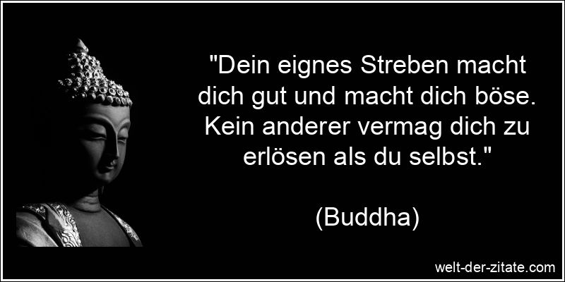 „Dein eignes Streben macht dich gut und macht dich böse. Kein anderer vermag dich zu erlösen als du selbst.“ Buddha Zitat Streben: Dein eignes Streben macht dich gut und macht