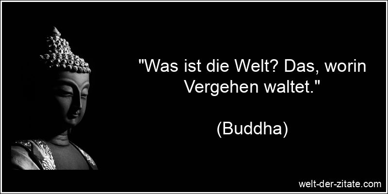 „Was ist die Welt? Das, worin Vergehen waltet.“ Buddha Zitat Welt: Was ist die Welt? Das, worin Vergehen waltet.