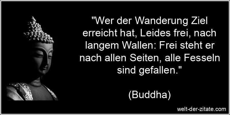 Buddha Zitat Ziele: Wer der Wanderung Ziel erreicht hat, Leides frei,