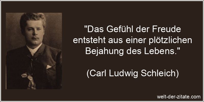 Carl Ludwig Schleich Zitat Freude: Das Gefühl der Freude entsteht