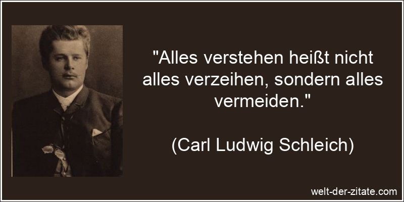 Carl Ludwig Schleich Zitat Verstehen: Alles verstehen heißt nicht