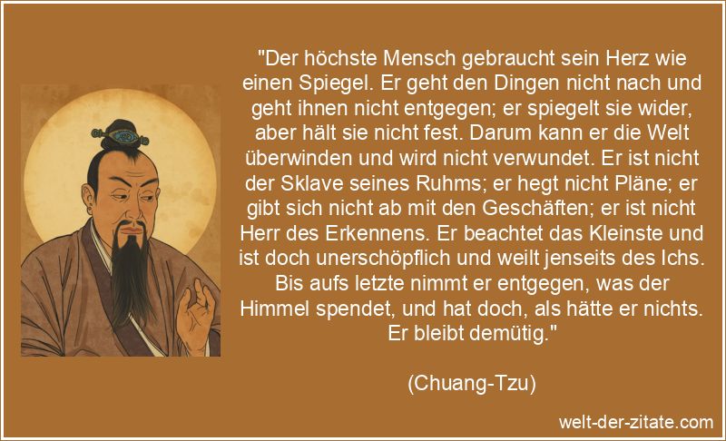 Chuang-Tzu Zitat Demut: Der höchste Mensch gebraucht sein Herz wie