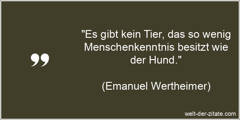 Emanuel Wertheimer Zitat Hunde: Es gibt kein Tier, das so wenig
