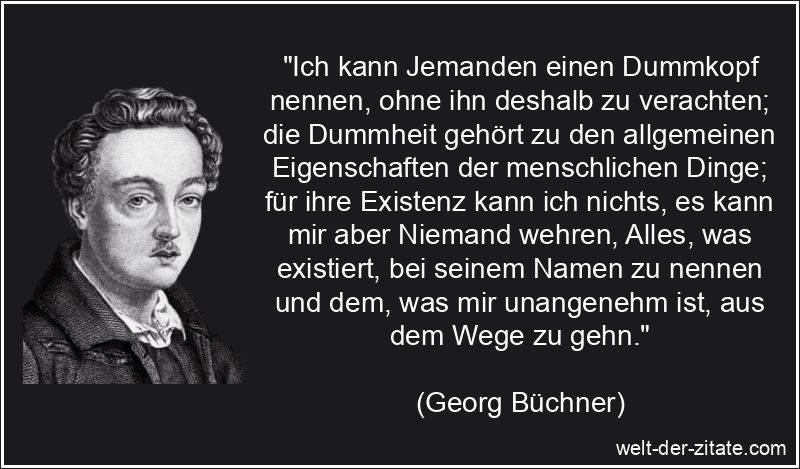 Georg Büchner Zitat Dummheit: Ich kann Jemanden einen Dummkopf