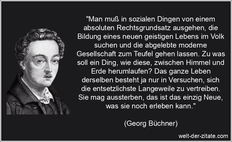 Georg Büchner Zitat Gesellschaft: Man muß in sozialen Dingen von