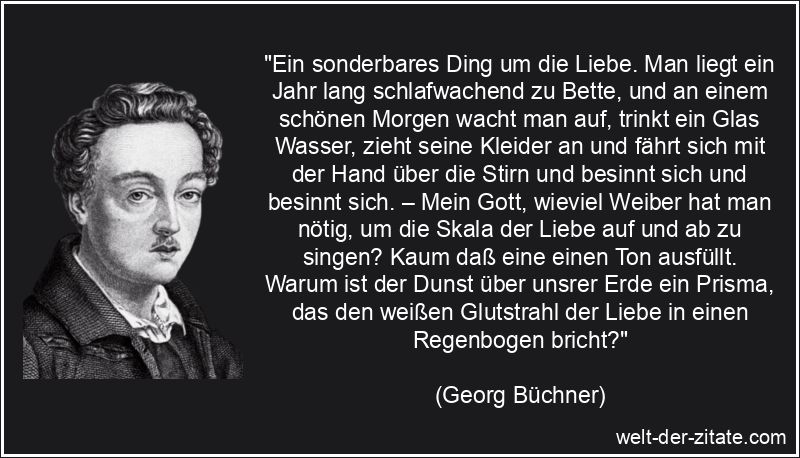 Georg Büchner Zitat Liebe: Ein sonderbares Ding um die Liebe. Man