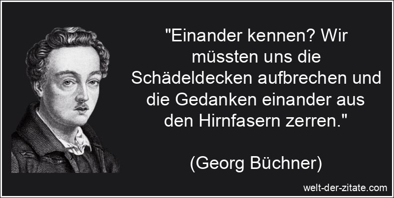Georg Büchner Zitat Menschenkenntnis: Einander kennen? Wir müssten