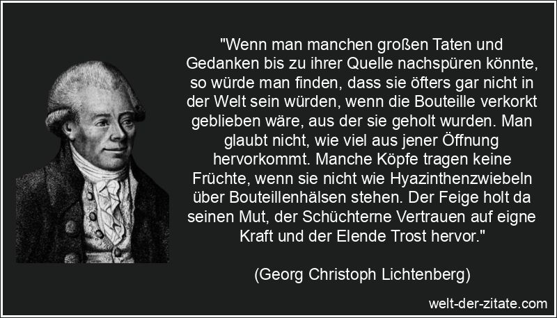 Georg Christoph Lichtenberg Zitat Alkohol: Wenn man manchen großen