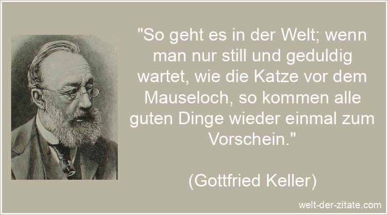 Gottfried Keller Zitat Katzen: So geht es in der Welt; wenn man nur