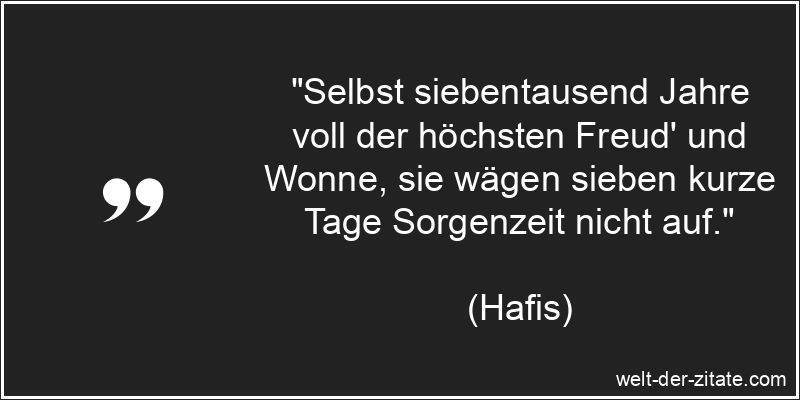 Hafis Zitat Sorgen: Selbst siebentausend Jahre voll der höchsten